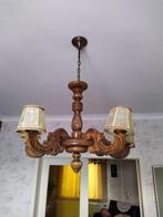 Oude houten luster, Huis en Inrichting, Lampen | Kroonluchters, Ophalen, Gebruikt, Hout, Landelijk