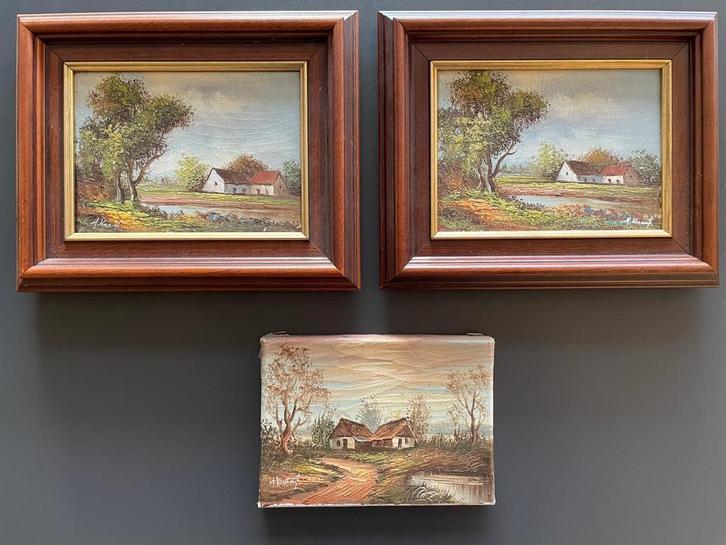 3x Schilderij, Olie op doek. Henner Knauf 1901-1976, Antiek en Kunst, Kunst | Schilderijen | Klassiek, Ophalen of Verzenden