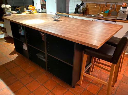 ilot de cuisine  125 x 240 cm 6 meubles 2 chaises cuir cuir, Huis en Inrichting, Overige Huis en Inrichting, Zo goed als nieuw