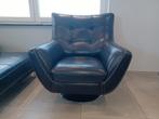 Fauteuil club en cuir noir rotatif, Huis en Inrichting, Fauteuils, Ophalen, Zo goed als nieuw, Leer
