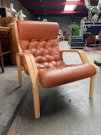 Scandinavische design leren fauteuil, Ophalen, Zo goed als nieuw, Scandinavisch design