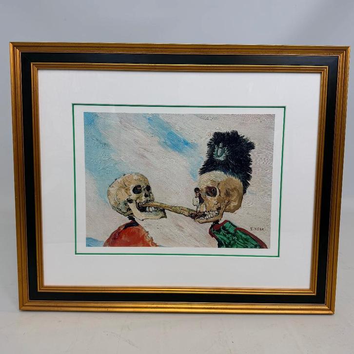 'Skeletten vechten om een gerookte haring' naar James Ensor, Antiek en Kunst, Kunst | Schilderijen | Klassiek, Ophalen of Verzenden