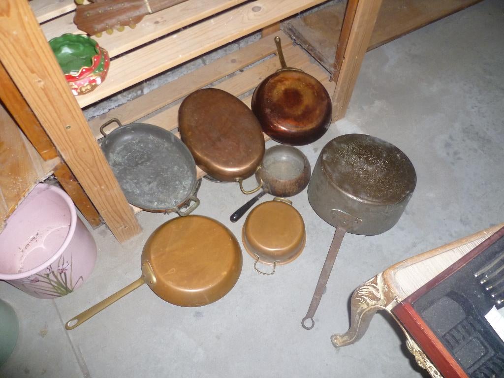 7 OUDE KOPEREN PANNEN, Antiek en Kunst, Ophalen of Verzenden