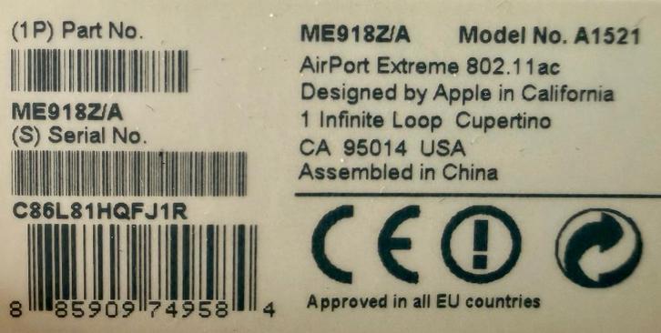 2 AirPort Extreme A1521 wifi, Informatique & Logiciels, Points d'accès, Comme neuf, Enlèvement