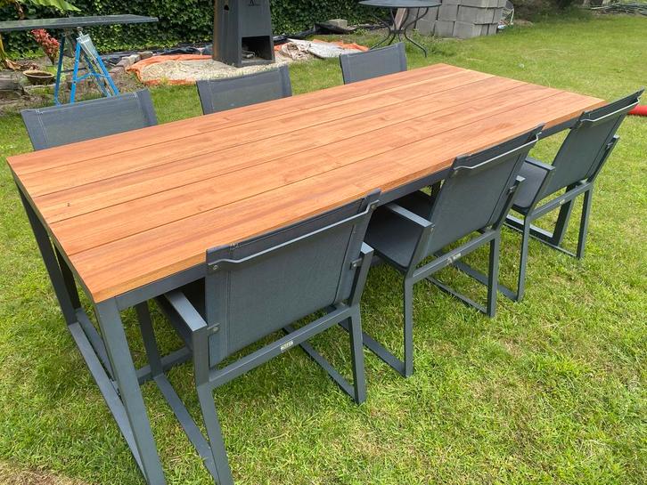 LIFE alvaro tuinset met 6 stoelen - teak, Tuin en Terras, Tuinsets en Loungesets, Tuinset, Ophalen