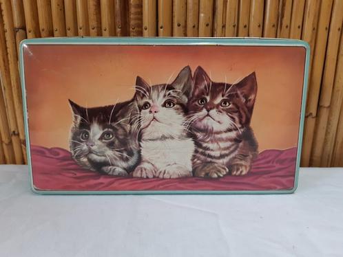 Vintage 1960 metalen doos Chocolat Jacques katjes decoratie, Verzamelen, Blikken, Gebruikt, Overige, Overige merken, Verzenden