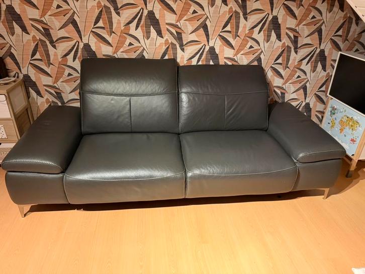 Salon en cuir gris anthracite 3+2 personnes, Maison & Meubles, Canapés | Salons, Comme neuf, Banc droit, Autres dimensions, Cuir
