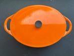 Cousances - Le Creuset : ovale oranje kookpot, Huis en Inrichting, Kookpan of Snelkookpan, Gebruikt, Gietijzer, Ophalen of Verzenden