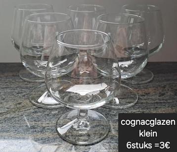Cognacglaasjes of jenever glaasjes 6stuks = 3€, Enlèvement, Comme neuf