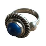 Antieke Ring Lapis Lazuli Zilver, Met edelsteen, Ophalen of Verzenden, Zilver, Ring