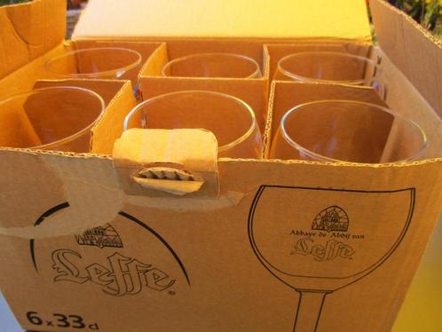 6 Leffe glazen 33cl. of 25cl. in doos, Verzamelen, Glas en Drinkglazen, Nieuw, Bierglas, Ophalen