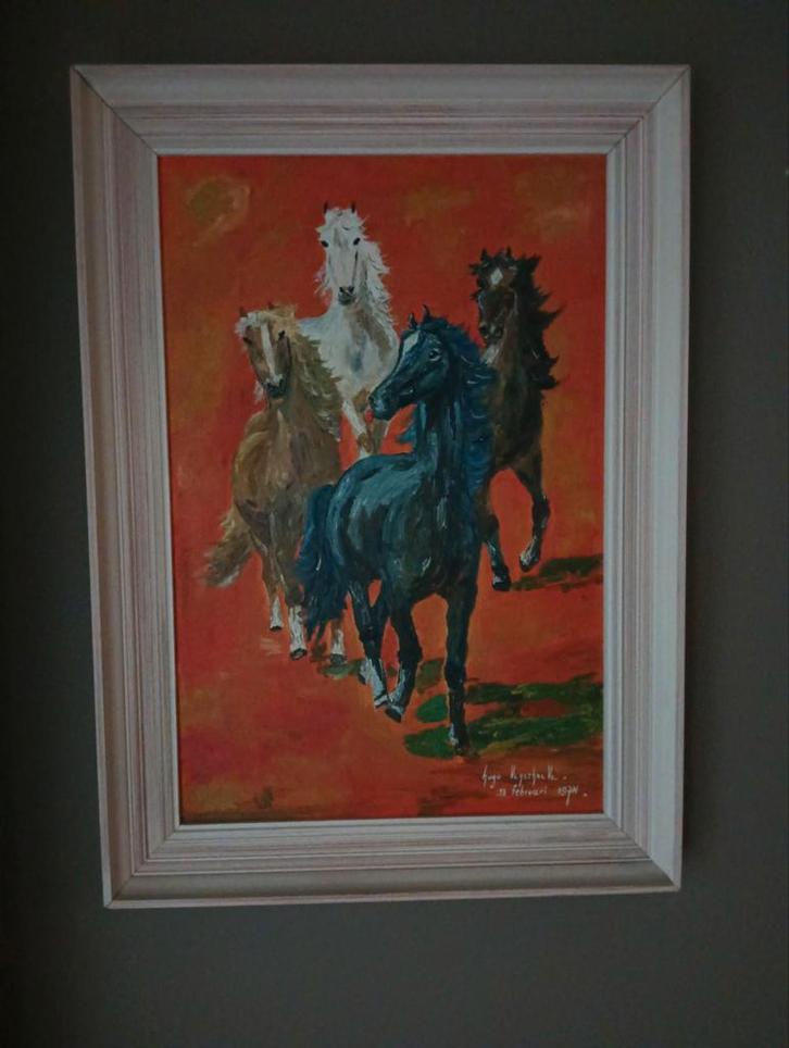 Wild horses on the run, Antiek en Kunst, Kunst | Schilderijen | Modern, Ophalen