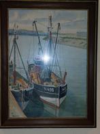Schilderij van 2 vissersboten in Nieuwpoort, Rik Coucke, Ophalen