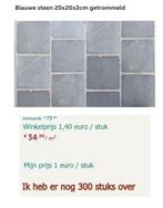 Blauwe steen 20x20x2cm getrommeld, Ophalen, Zo goed als nieuw, Natuursteen, Terrastegels