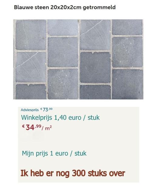 Blauwe steen 20x20x2cm getrommeld, Tuin en Terras, Tegels en Klinkers, Zo goed als nieuw, Terrastegels, Natuursteen, Ophalen