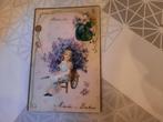 oude postkaart met meisje, Gelopen, Feest(dag), Ophalen of Verzenden, Voor 1920