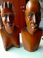 Lot van 2 zware beelden hout, Ophalen, Zo goed als nieuw