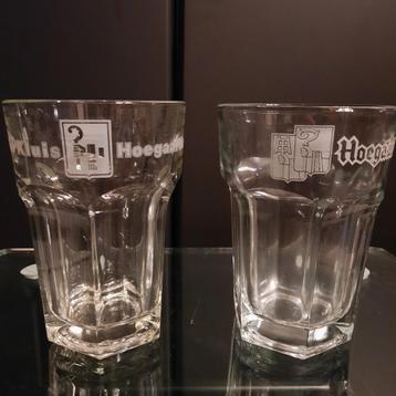 2 Hoegaarden glazen witte opdruk beschikbaar voor biedingen