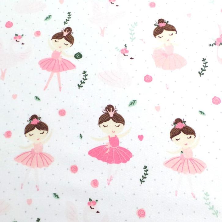 Promo! 6213)150x50cm coton ballerine et cygne blanc, Hobby en Vrije tijd, Stoffen en Lappen, Nieuw, Katoen, 120 cm of meer, 30 tot 200 cm