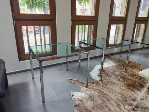 Luar 2 x vintage bijzettafels, Huis en Inrichting, Tafels | Bijzettafels, Gebruikt, Vierkant, 45 tot 60 cm, 55 tot 75 cm, Glas