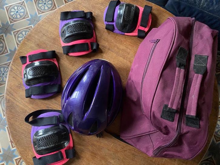 Belhelm, elleboogbeschermers, kniebeschermers, kinderen, Sport en Fitness, Skeelers, Gebruikt, Bescherming, Overige merken, Kinderen