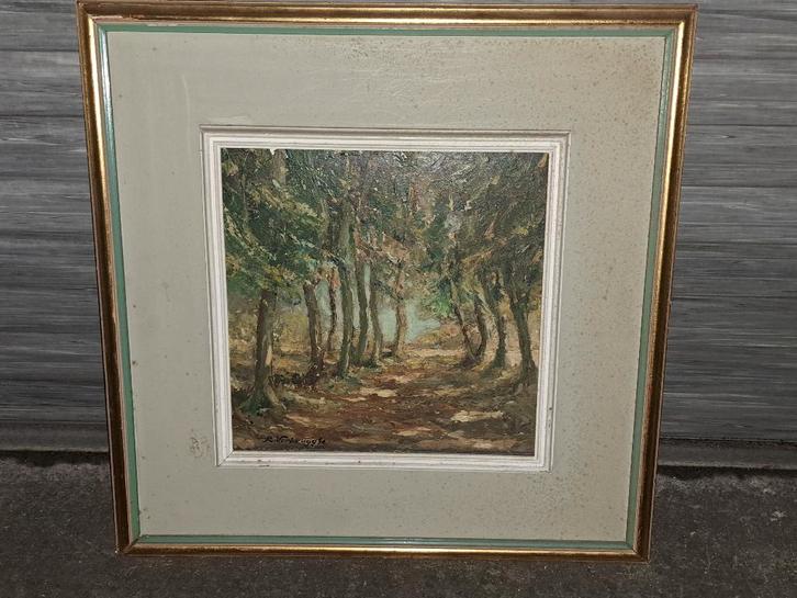 huile sur panneau chemin dans les bois de Roger VERBRUGGHE, Antiquités & Art, Art | Peinture | Classique, Enlèvement ou Envoi