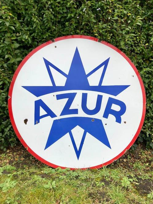 AZUR 120 cm dubbelzijdig emaille reclamebord, Verzamelen, Merken en Reclamevoorwerpen, Gebruikt, Reclamebord, Ophalen