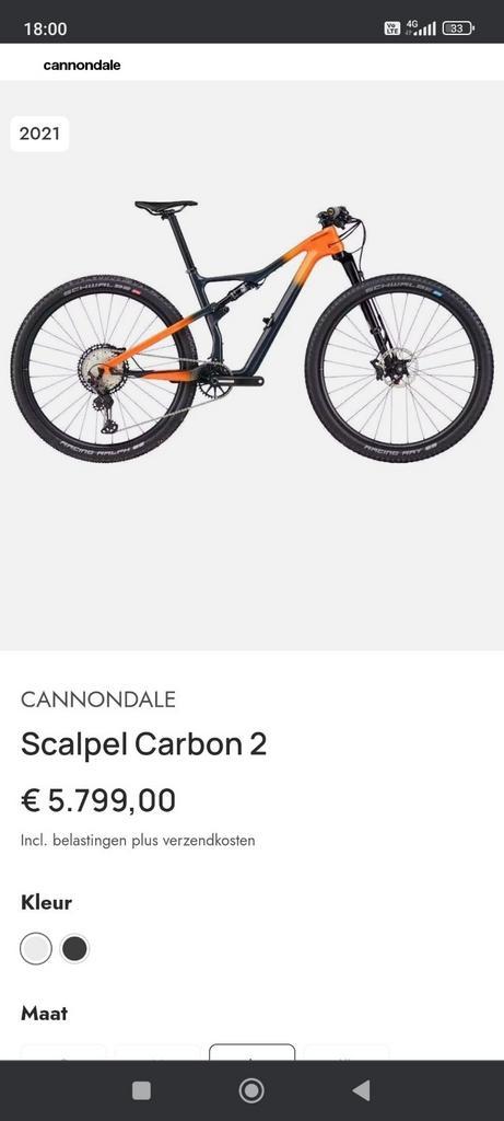Cannondale Scalpel Carbon 2 large, Vélos & Vélomoteurs, Vélos | VTT & Mountainbikes, Utilisé, Enlèvement ou Envoi