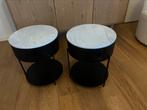 Metalen nachtkastjes met marmeren tablet, Huis en Inrichting, Slaapkamer | Nachtkastjes, Ophalen, Zo goed als nieuw