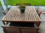 Teak tuinset vierkant 6 personen, Tuin en Terras, Ophalen, Gebruikt, 6 zitplaatsen, Tuinset