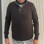 Haze&Finn  schipperstrui effen textuur knoopsluiting en rits, Kleding | Heren, Bruin, Haze&Finn, Maat 56/58 (XL), Ophalen of Verzenden