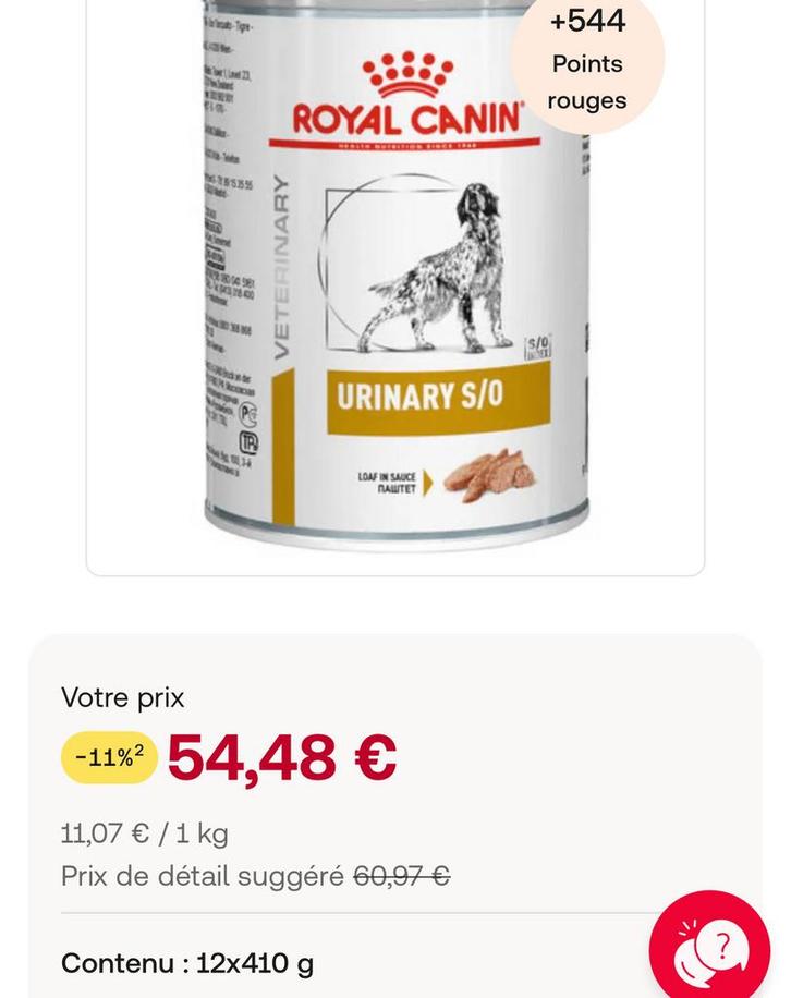 Lot de 33 Boites chien urinary (410gr), Dieren en Toebehoren, Dierenvoeding, Hond, Ophalen
