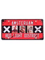 Metalen nummerbord Amsterdam Red Light District (30x15cm), Ophalen of Verzenden, Nieuw, Reclamebord