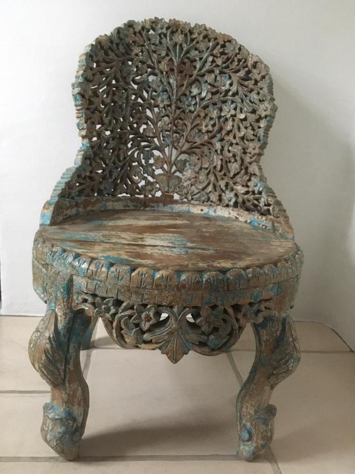 Zeldzame anglo-Indisch fijn gestoken stoel, Antiek en Kunst, Antiek | Meubels | Stoelen en Sofa's, Ophalen