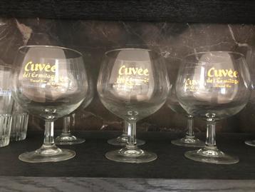 6 mooie glazen ‘Cuvée del Ermitage’ ‘Grand cru’ beschikbaar voor biedingen