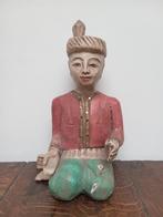 Musicien birman en bois peint (Myanmar), Antiquités & Art, Envoi