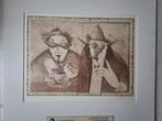 Ongewone ets in bister van Magda getiteld "Het koppel", Antiek en Kunst, Ophalen of Verzenden
