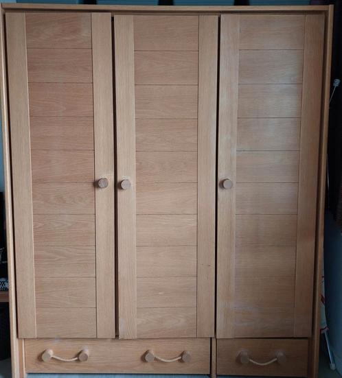 Kledingkast met spiegel hout vintage, Huis en Inrichting, Kasten | Kleerkasten, Gebruikt, Ophalen