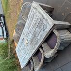 hard houten tafel 6 zitplaatsen met rieten stoelen, Tuin en Terras, Ophalen, Gebruikt, 6 zitplaatsen