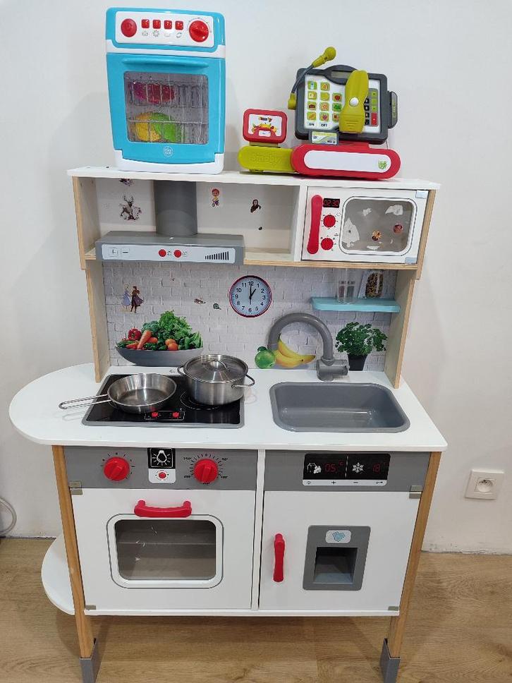 houten kinderkeuken met accessoires, Kinderen en Baby's, Speelgoed | Speelkeukens, Gebruikt, Speelkeuken, Hout, Ophalen