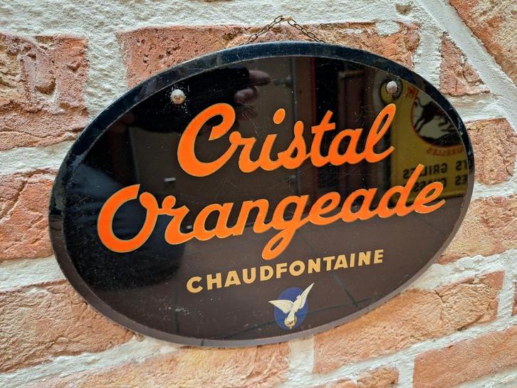 Enseigne publicitaire Chaudfontaine Cristal Orangeade 1938, Collections, Marques & Objets publicitaires, Utilisé, Panneau publicitaire
