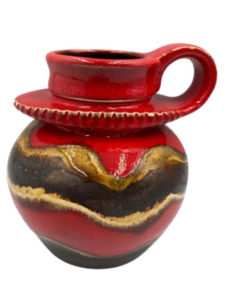 West-Germany vaas - rood/bruin - Fat Lava stijl, Huis en Inrichting, Woonaccessoires | Vazen, Zo goed als nieuw, Rood, Minder dan 50 cm