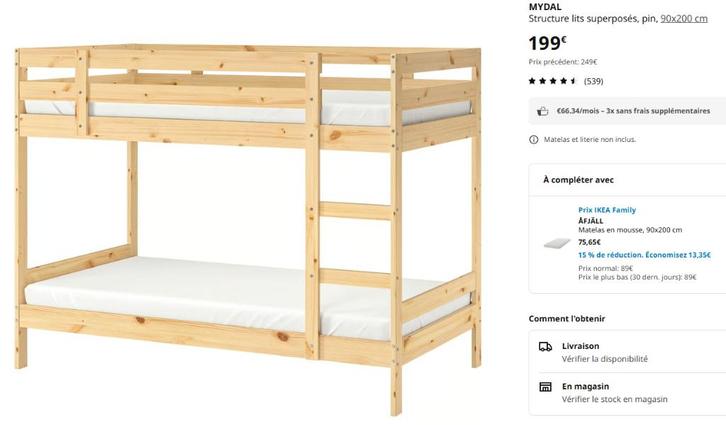 Lit superposé Ikea, Enfants & Bébés, Chambre d'enfant | Lits superposés & Lits mezzanines, Utilisé, Lits superposés, Enlèvement