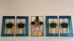 Set van 5 kleurrijke glas-in-loodpanelen, 39 x 23,5 cm, Doe-het-zelf en Bouw, Glas en Ramen, Ophalen, Gebruikt, Minder dan 80 cm