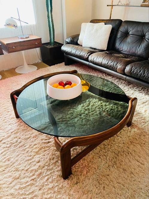 Vintage Rio Palissander coffeetable. Top! 70s., Huis en Inrichting, Tafels | Salontafels, Zo goed als nieuw, Minder dan 50 cm