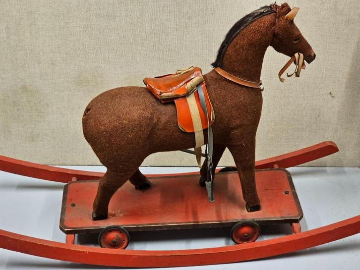 ANTIEK HOUTEN HOBBELPAARD/ TREKPAARD, Antiek en Kunst, Antiek | Speelgoed, Ophalen