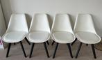 4 eetkamerstoelen Juntoo witte lederlook, Leder, Vier, Gebruikt, Wit