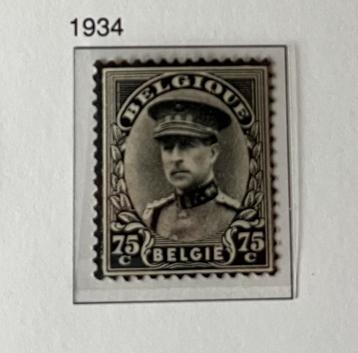 België 1934 – Postzegel Leopold III – 75c zwart beschikbaar voor biedingen