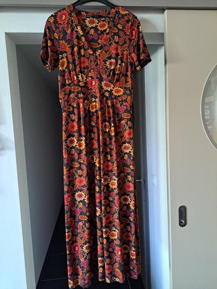Maxi jurk Claudia Sträter, bloemenjurk 36, herfstkleuren, Kleding | Dames, Jurken, Zo goed als nieuw, Maat 36 (S), Overige kleuren