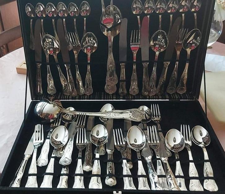 Koffer met verzilverd bestek, Antiek en Kunst, Antiek | Bestek, Ophalen